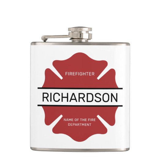 Gepersonaliseerd brandweerman rood Logo symbool Heupfles (Voorkant)