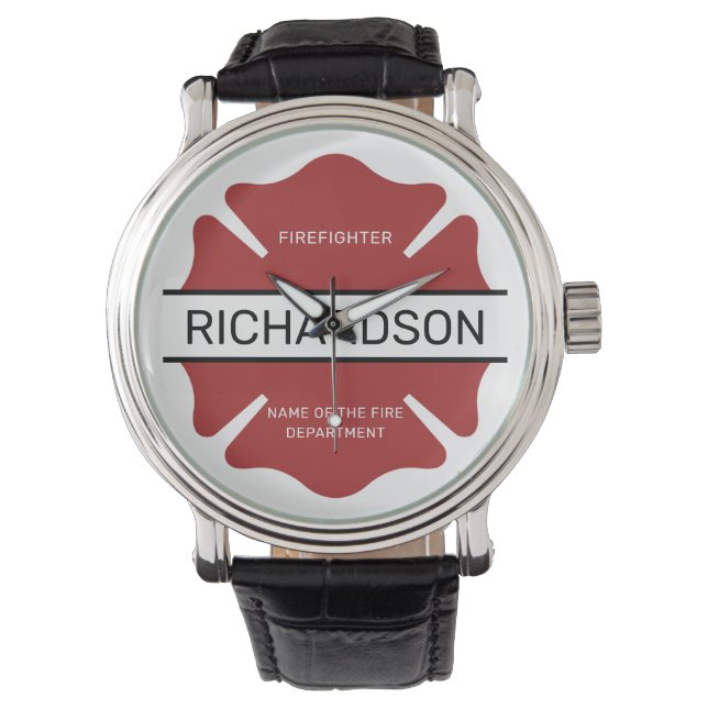 Gepersonaliseerd brandweerman rood Logo symbool Horloge (Voorkant)
