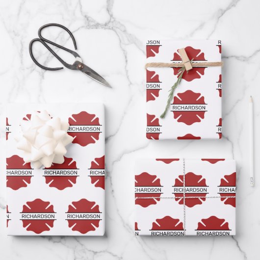 Gepersonaliseerd brandweerman rood Logo symbool Inpakpapier Vel (Voorkant)