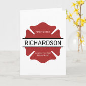 Gepersonaliseerd brandweerman rood Logo symbool Kaart (Gele Bloem)