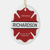 Gepersonaliseerd brandweerman rood Logo symbool Keramisch Ornament (Rechts)