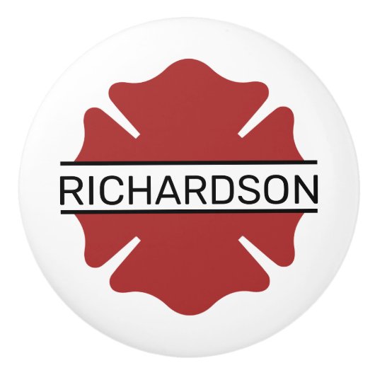 Gepersonaliseerd brandweerman rood Logo symbool Keramische Knop (Voorkant)