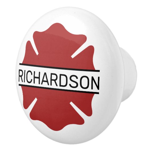 Gepersonaliseerd brandweerman rood Logo symbool Keramische Knop (Rechts)