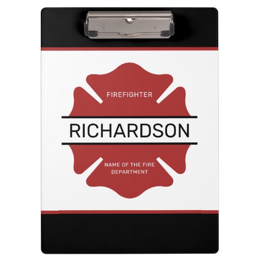Gepersonaliseerd brandweerman rood Logo symbool Klembord (Voorkant)