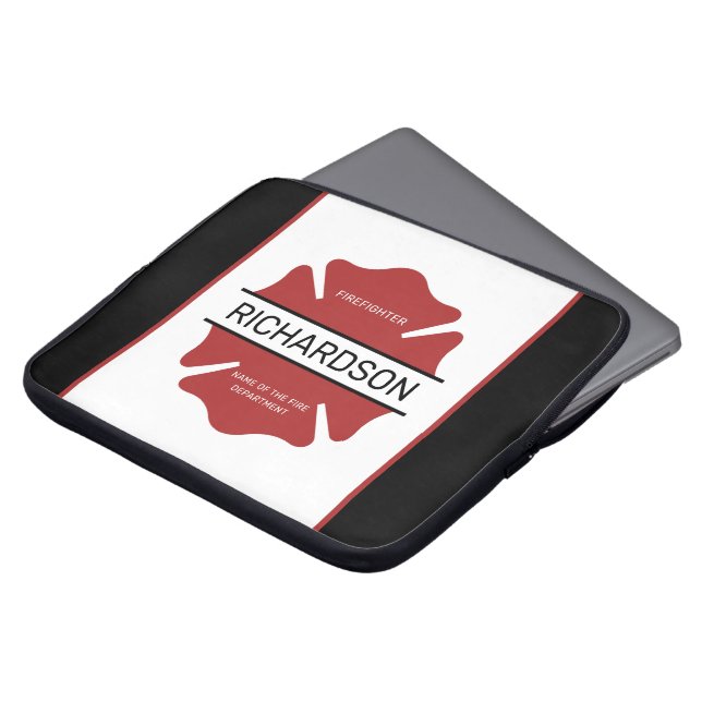 Gepersonaliseerd brandweerman rood Logo symbool Laptop Sleeve (Voorkant top)