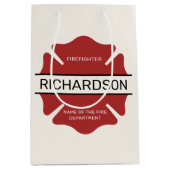 Gepersonaliseerd brandweerman rood Logo symbool Medium Cadeauzakje (Voorkant)