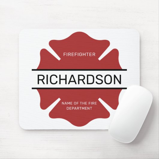 Gepersonaliseerd brandweerman rood Logo symbool Muismat (Met muis)