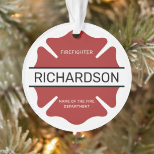 Gepersonaliseerd brandweerman rood Logo symbool Ornament