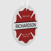 Gepersonaliseerd brandweerman rood Logo symbool Ornament (voorkant)