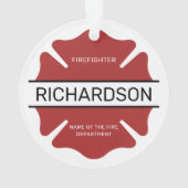 Gepersonaliseerd brandweerman rood Logo symbool Ornament (achterkant)