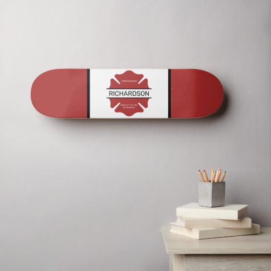 Gepersonaliseerd brandweerman rood Logo symbool Persoonlijk Skateboard (Muurkunst (Horizontaal))