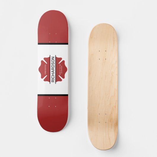 Gepersonaliseerd brandweerman rood Logo symbool Persoonlijk Skateboard (Voorkant)
