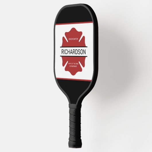 Gepersonaliseerd brandweerman rood Logo symbool Pickleball Paddle (Links)