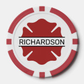 Gepersonaliseerd brandweerman rood Logo symbool Poker Chips (Voorkant)