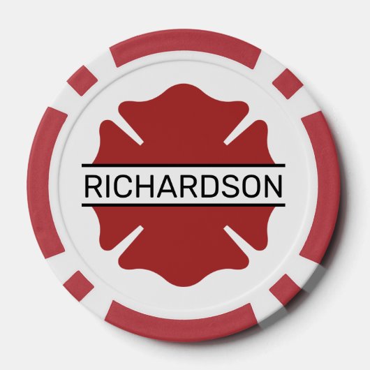 Gepersonaliseerd brandweerman rood Logo symbool Poker Chips (Achterkant)
