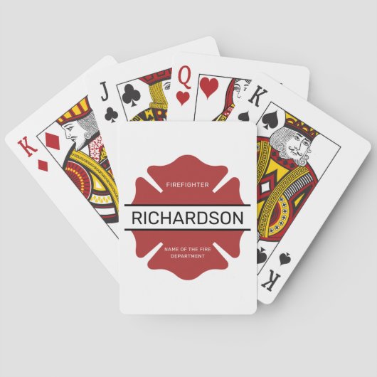 Gepersonaliseerd brandweerman rood Logo symbool Pokerkaarten (Achterkant)