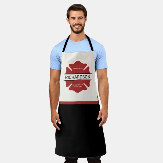 Gepersonaliseerd brandweerman rood Logo symbool Schort (Gedragen)