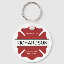 Gepersonaliseerd brandweerman rood Logo symbool Sleutelhanger