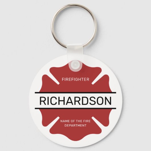 Gepersonaliseerd brandweerman rood Logo symbool Sleutelhanger (Voorkant)