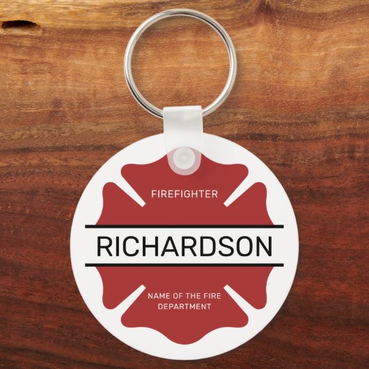 Gepersonaliseerd brandweerman rood Logo symbool Sleutelhanger (Achterkant)