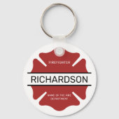 Gepersonaliseerd brandweerman rood Logo symbool Sleutelhanger (Achterkant)