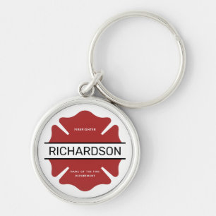 Gepersonaliseerd brandweerman rood Logo symbool Sleutelhanger
