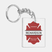 Gepersonaliseerd brandweerman rood Logo symbool Sleutelhanger (Voorkant Links)