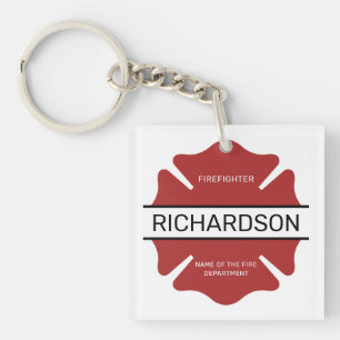 Gepersonaliseerd brandweerman rood Logo symbool Sleutelhanger