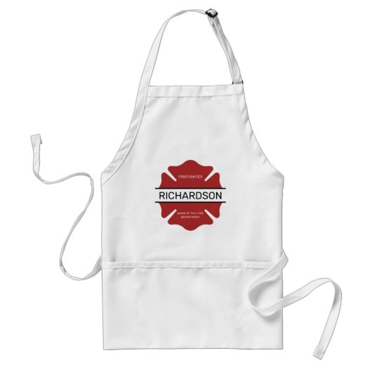 Gepersonaliseerd brandweerman rood Logo symbool Standaard Schort (Voorkant)