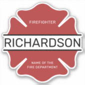 Gepersonaliseerd brandweerman rood Logo symbool Sticker (Voorkant)