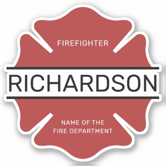 Gepersonaliseerd brandweerman rood Logo symbool Sticker (Voorkant)