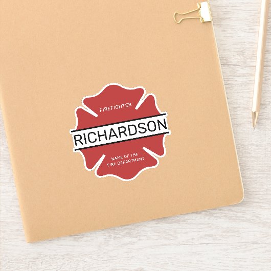 Gepersonaliseerd brandweerman rood Logo symbool Sticker (Notitieboek)