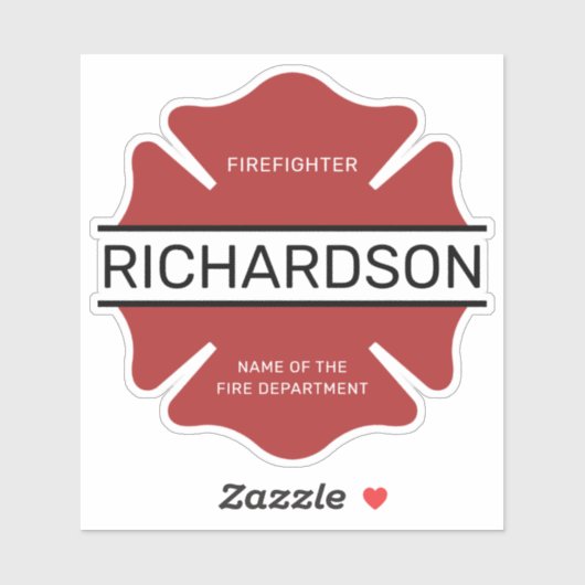 Gepersonaliseerd brandweerman rood Logo symbool Sticker (Vel)