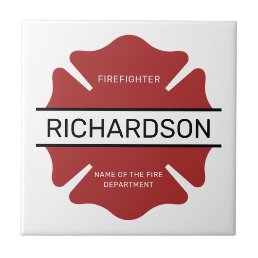 Gepersonaliseerd brandweerman rood Logo symbool Tegeltje (Voorkant)