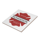 Gepersonaliseerd brandweerman rood Logo symbool Tegeltje (Zijkant)