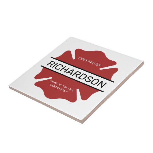 Gepersonaliseerd brandweerman rood Logo symbool Tegeltje (Zijkant)