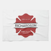 Gepersonaliseerd brandweerman rood Logo symbool Theedoek (Horizontaal)