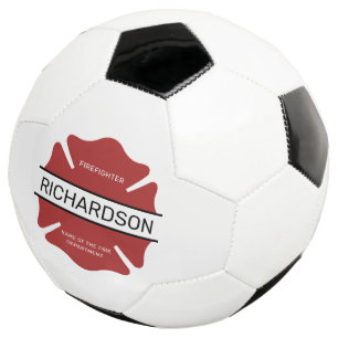 Gepersonaliseerd brandweerman rood Logo symbool Voetbal