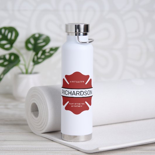 Gepersonaliseerd brandweerman rood Logo symbool Waterfles (Yoga)
