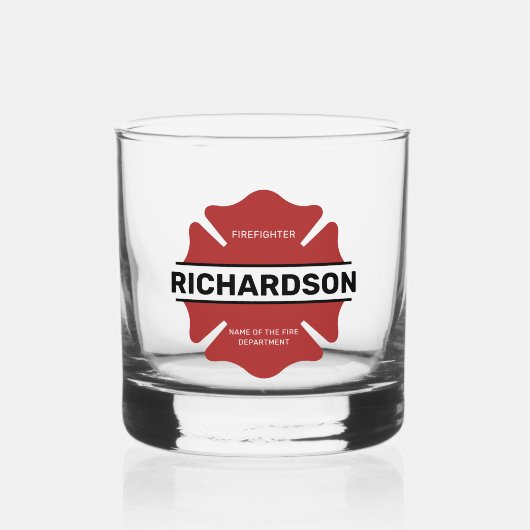 Gepersonaliseerd brandweerman rood Logo symbool Whisky Glas (Voorkant)