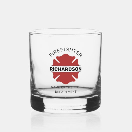 Gepersonaliseerd brandweerman rood Logo symbool Whisky Glas (Voorkant)