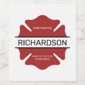 Gepersonaliseerd brandweerman rood Logo symbool Wijn Etiket (Enkel label)