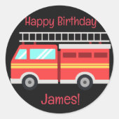 Gepersonaliseerd brandweerwagen ronde sticker (Voorkant)
