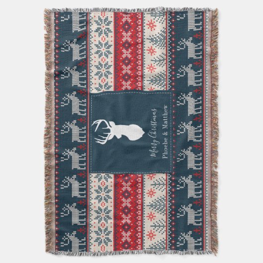 Gepersonaliseerd breipatroon Kerstmis Deken (Voorkant Verticaal)