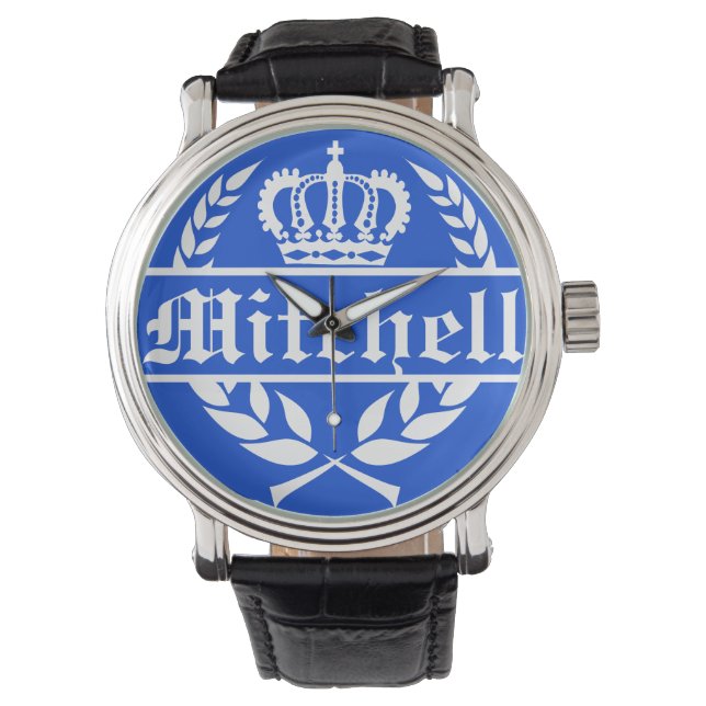 Gepersonaliseerd Bretagneblauw Horloge (Voorkant)
