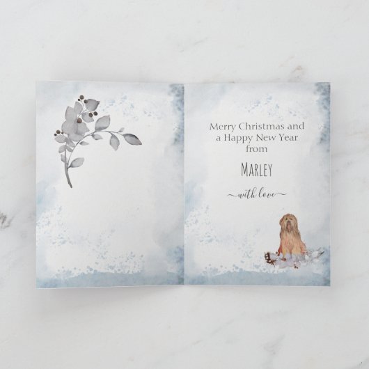 Gepersonaliseerd Briard Shaggy Dog Mam Kerstmis Feestdagen Kaart (Binnen)