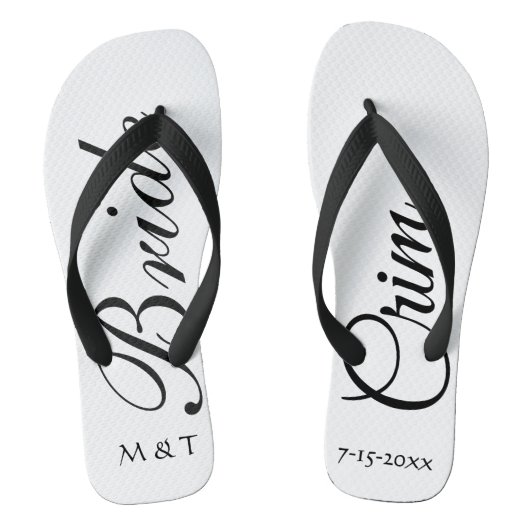 Gepersonaliseerd Bride Elegant White Teenslippers (Voetbed)