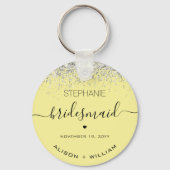 Gepersonaliseerd Bridesmaid Glitter confetti effec Sleutelhanger (Voorkant)