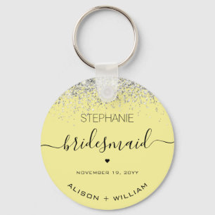 Gepersonaliseerd Bridesmaid Glitter confetti effec Sleutelhanger