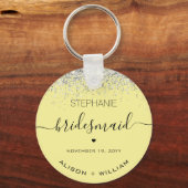 Gepersonaliseerd Bridesmaid Glitter confetti effec Sleutelhanger (Voorkant)